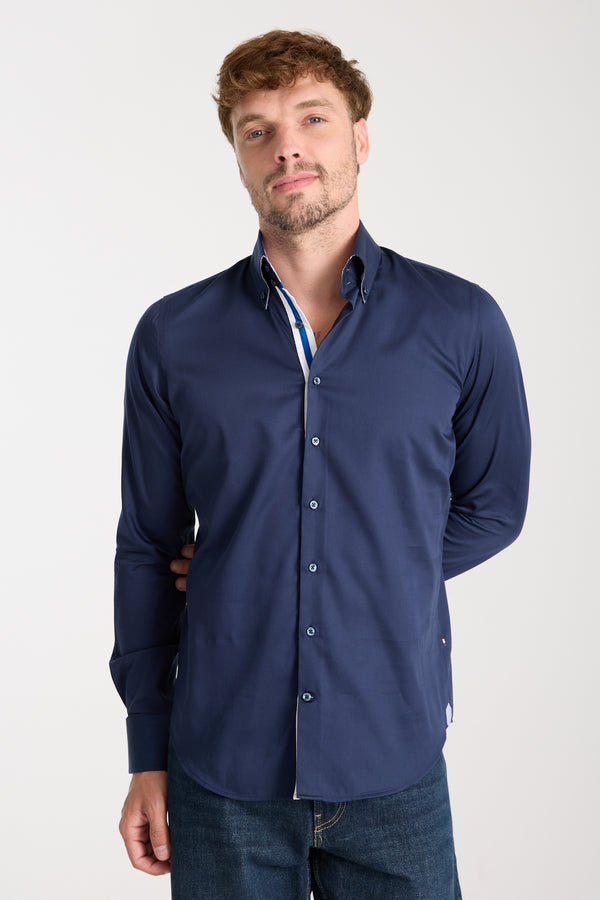 Camicia Uomo Roma Iconic Satin Blu