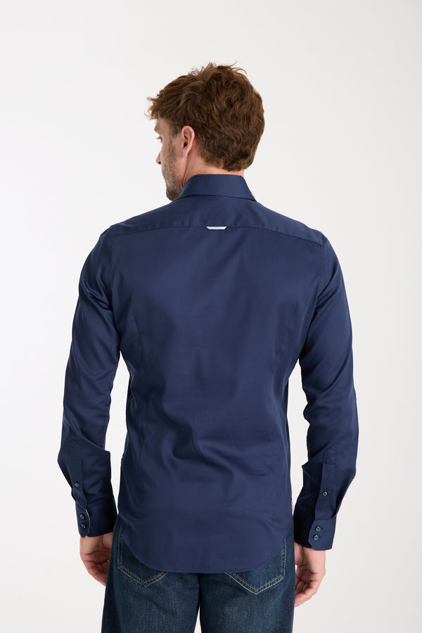 Camicia Uomo Roma Iconic Satin Blu