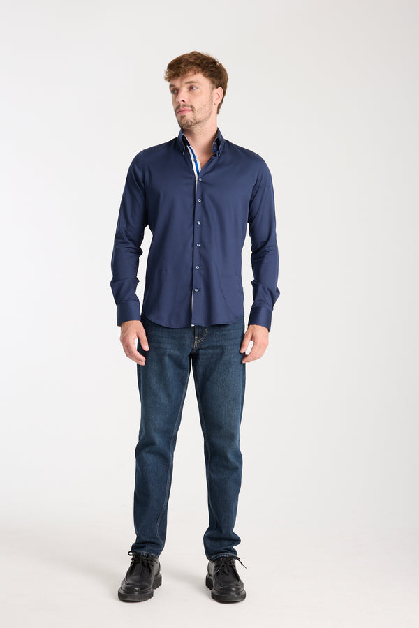 Camicia Uomo Roma Iconic Satin Blu