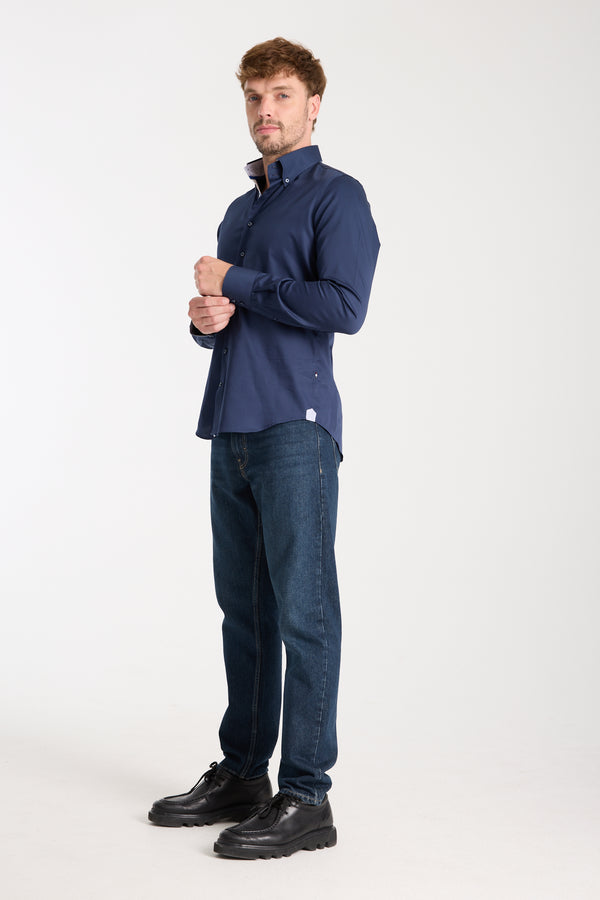 Camicia Uomo Roma Iconic Satin Blu