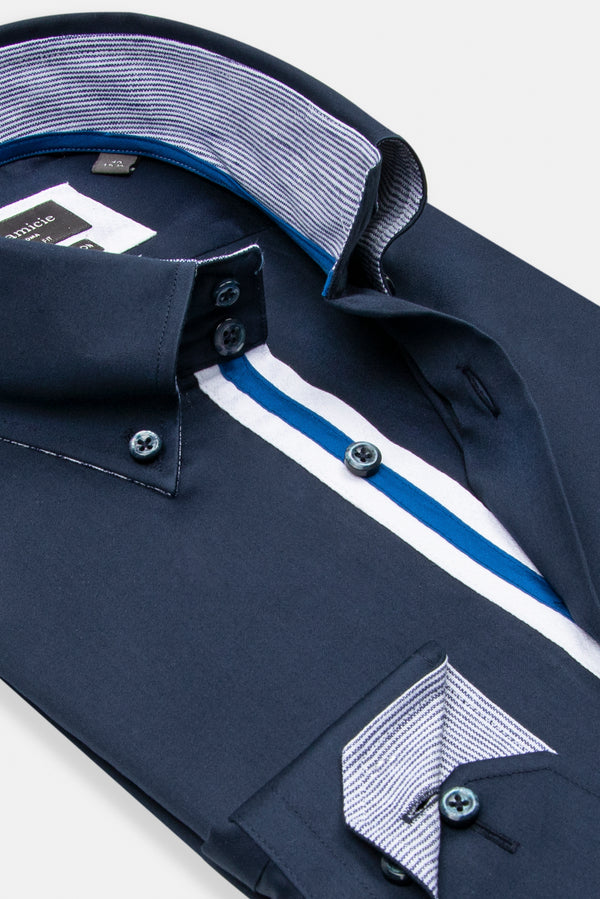 Camicia Uomo Roma Iconic Satin Blu