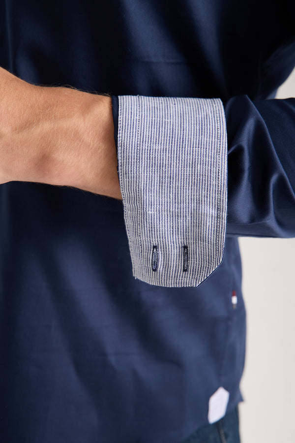 Camicia Uomo Roma Iconic Satin Blu
