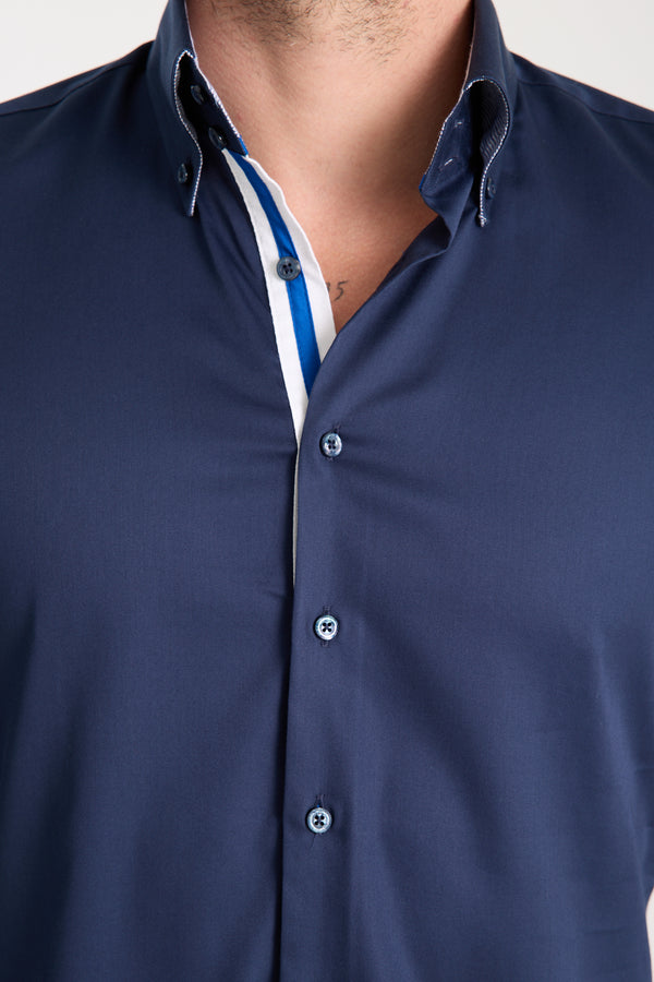 Camicia Uomo Roma Iconic Satin Blu