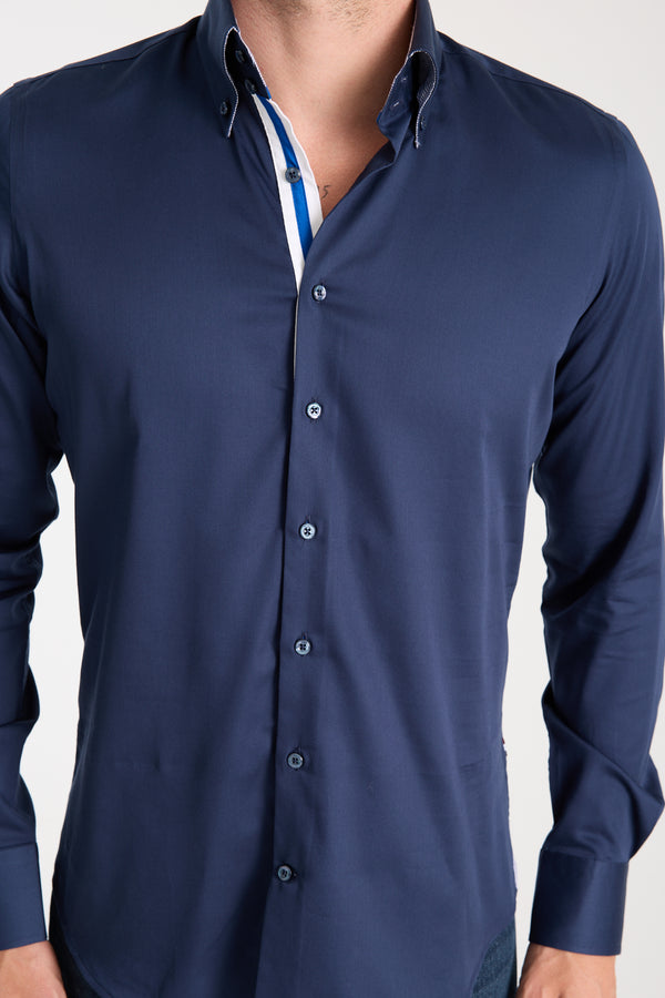 Camicia Uomo Roma Iconic Satin Blu