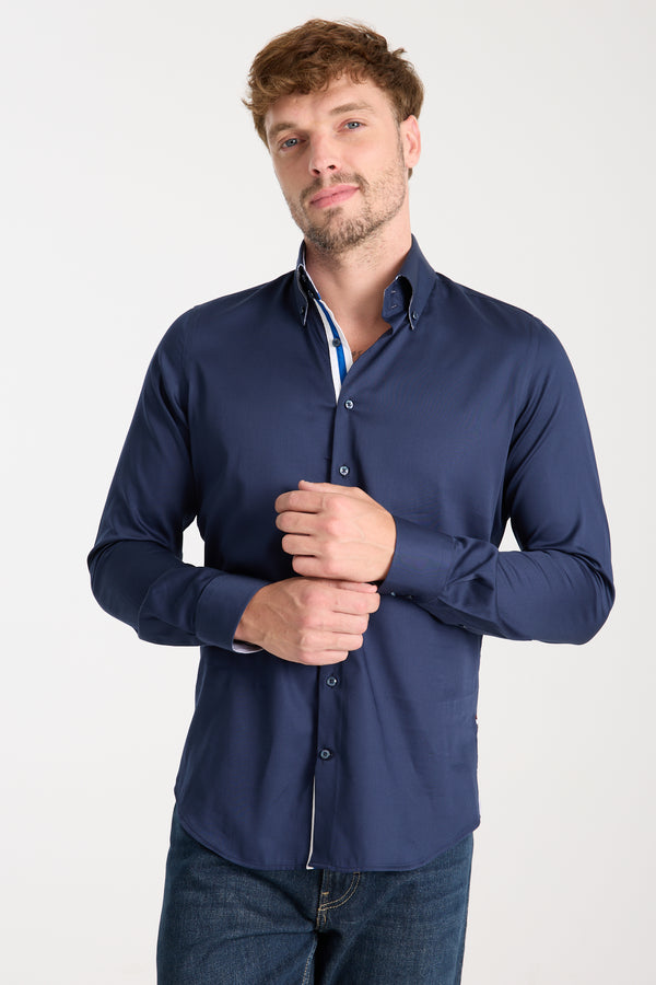 Camicia Uomo Roma Iconic Satin Blu