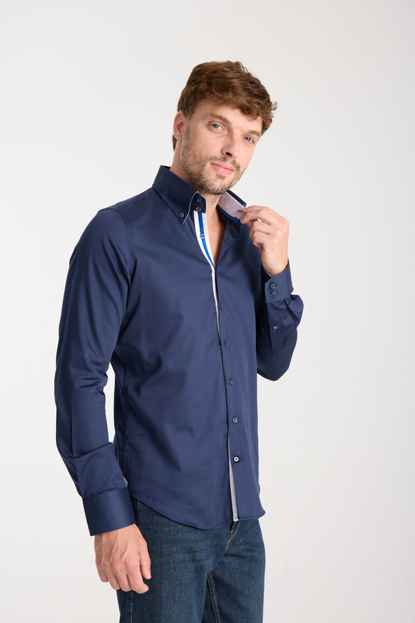 Camicia Uomo Roma Iconic Satin Blu