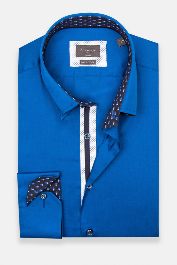 Chemise Homme Roma Iconic Satin Bleu marine