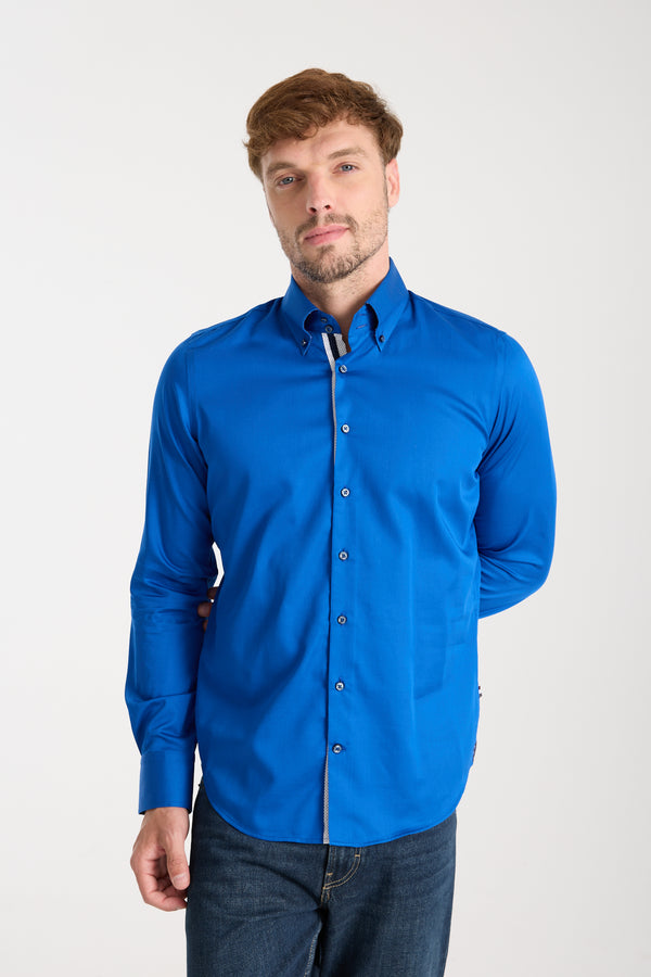 Chemise Homme Roma Iconic Satin Bleu marine
