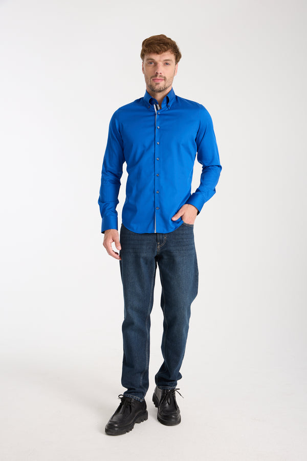 Chemise Homme Roma Iconic Satin Bleu marine
