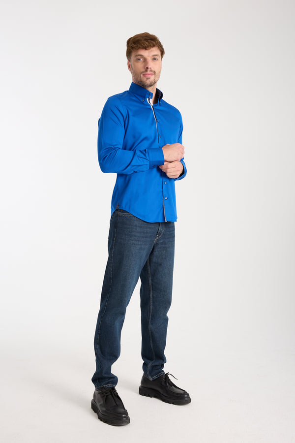 Chemise Homme Roma Iconic Satin Bleu marine