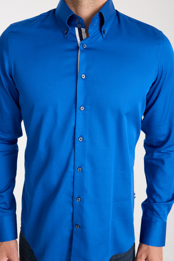 Chemise Homme Roma Iconic Satin Bleu marine