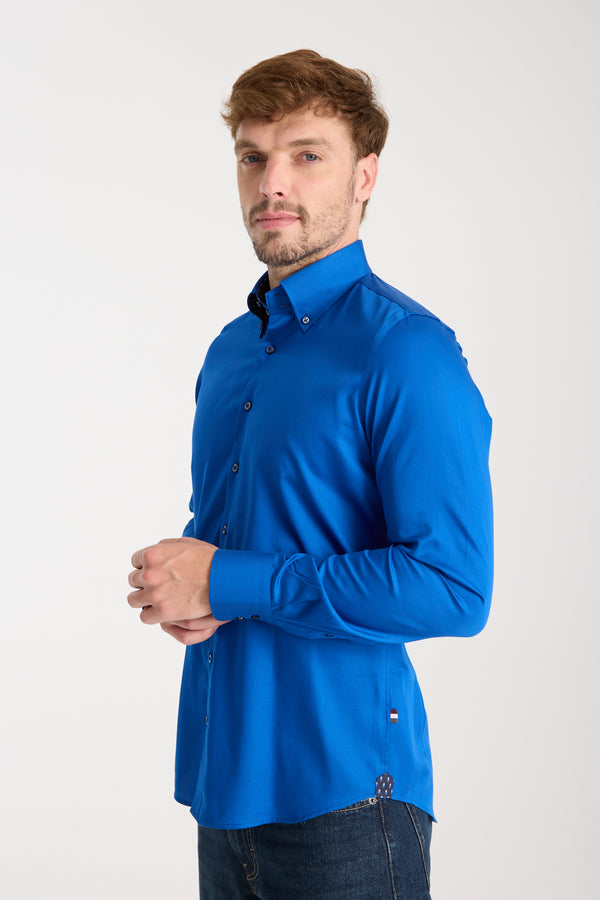 Chemise Homme Roma Iconic Satin Bleu marine