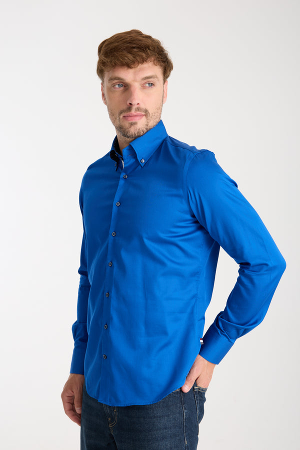 Chemise Homme Roma Iconic Satin Bleu marine