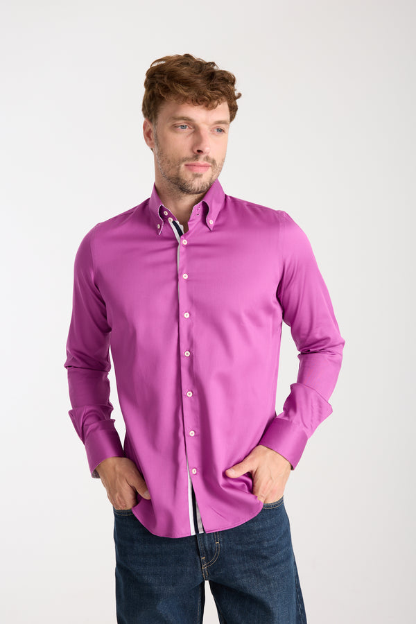 Chemise Homme Roma Iconic Satin Violet