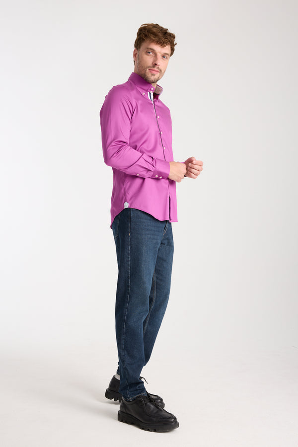 Chemise Homme Roma Iconic Satin Violet