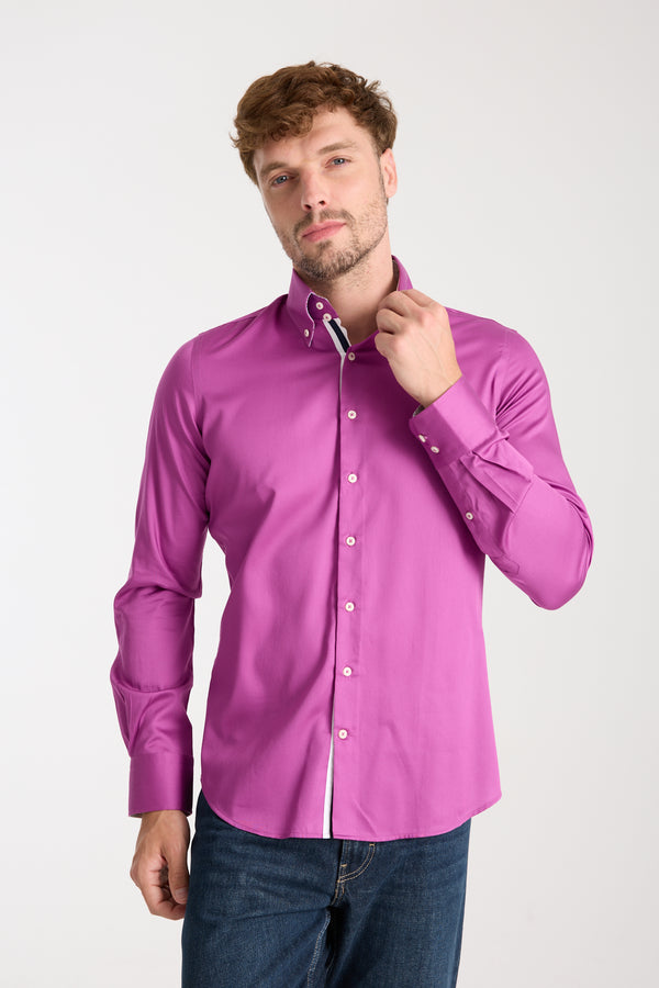 Chemise Homme Roma Iconic Satin Violet