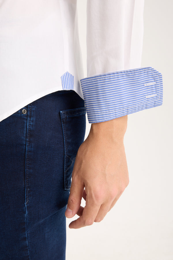Camicia Uomo Roma Iconic Satin Bianco