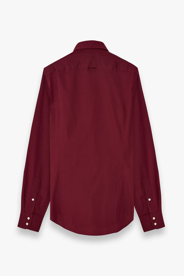 Roma Herren Hemd Poplin Stretch Rot