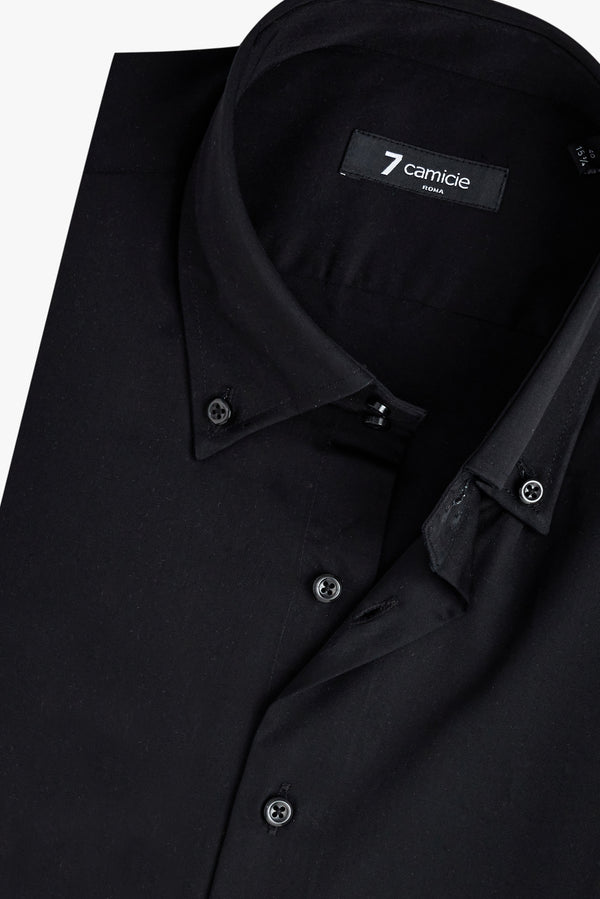 Roma Essential Herren Hemd Satin Schwarz
