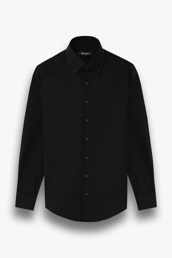 Roma Essential Herren Hemd Satin Schwarz
