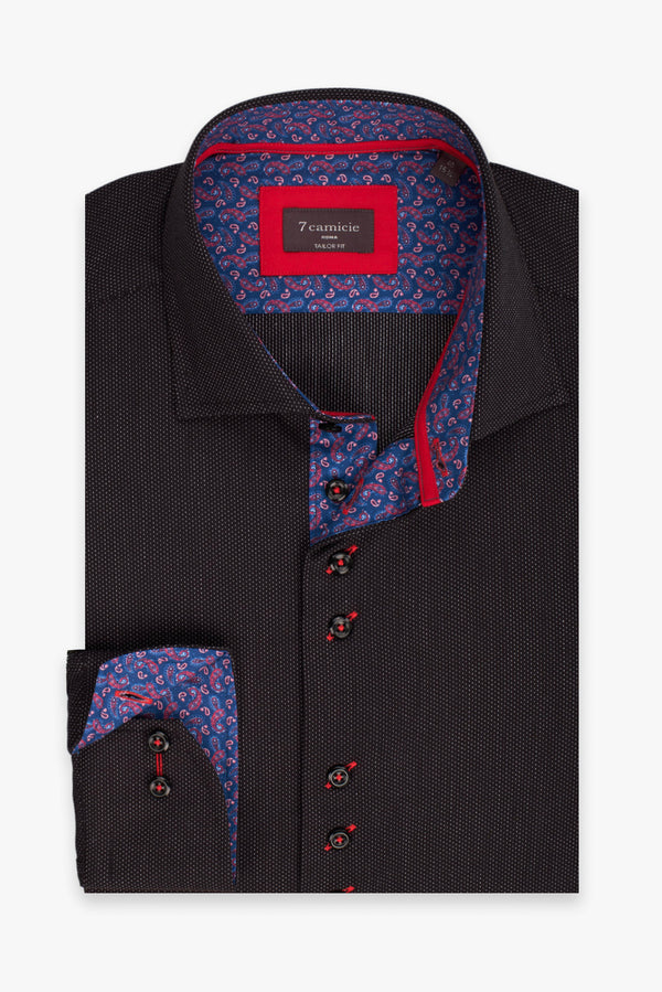 Camicia Uomo Popelin Nero Bianco