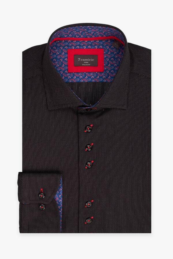 Camicia Uomo Popelin Nero Bianco