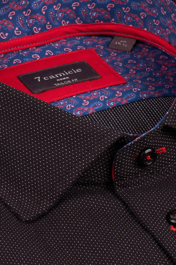 Camicia Uomo Popelin Nero Bianco