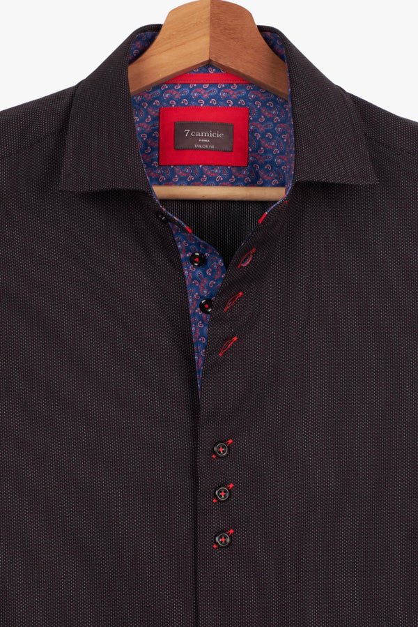 Camicia Uomo Popelin Nero Bianco