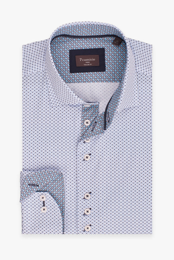Camisa Hombre Popelin Blanco Azul Claro