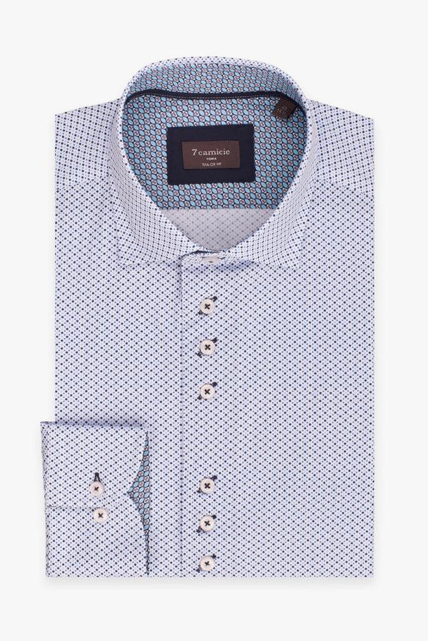 Camisa Hombre Popelin Blanco Azul Claro