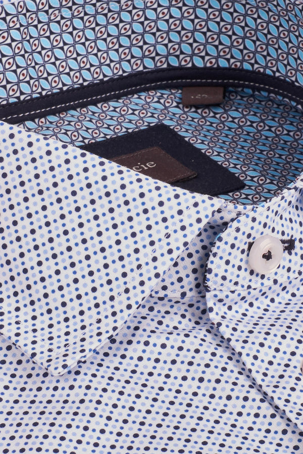 Camisa Hombre Popelin Blanco Azul Claro