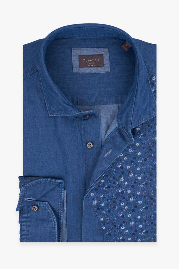 Sport Denim Man Shirt Blue
