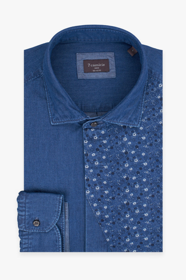Sport Denim Man Shirt Blue