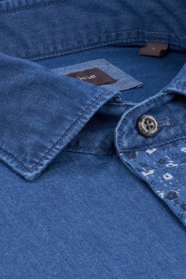 Sport Denim Man Shirt Blue