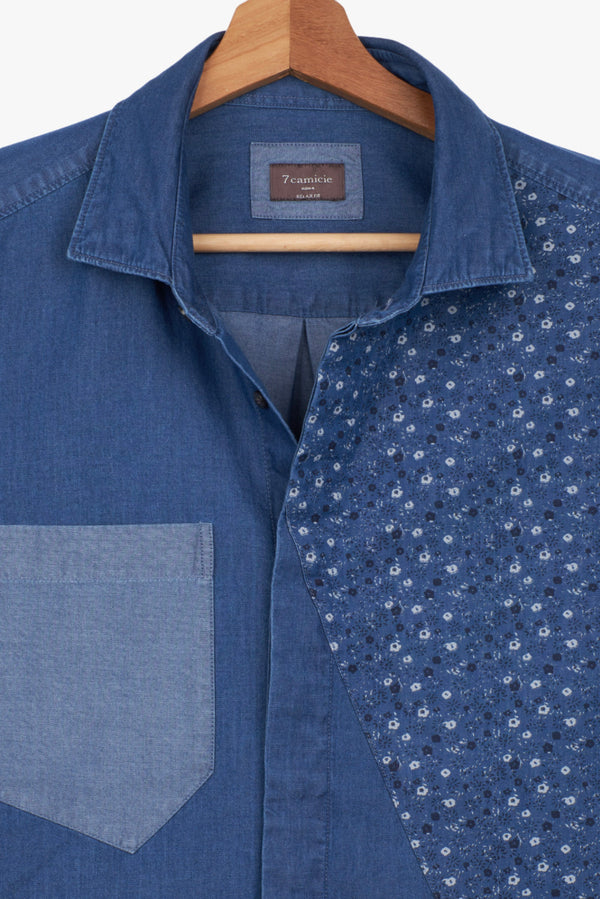 Sport Denim Man Shirt Blue
