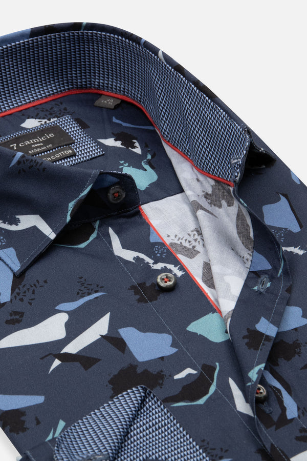 Chemise Homme Sport Popelin Stretch Bleu Gris