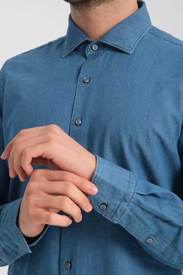 Chemise Homme Denim Bleu