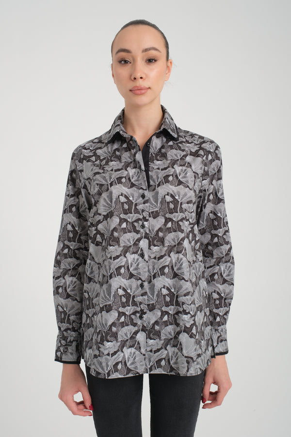 Chemise Femme Popelin Stretch Noir Blanc