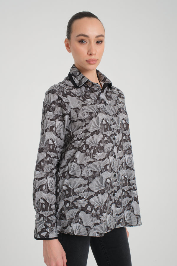 Chemise Femme Popelin Stretch Noir Blanc