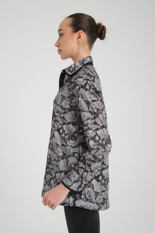 Chemise Femme Popelin Stretch Noir Blanc