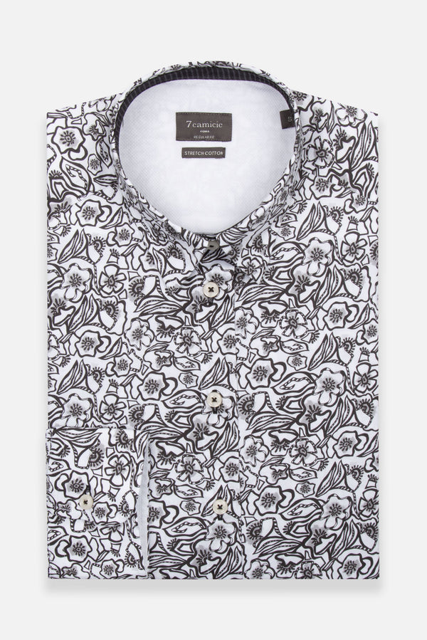 Chemise Femme Popelin Stretch Blanc Noir