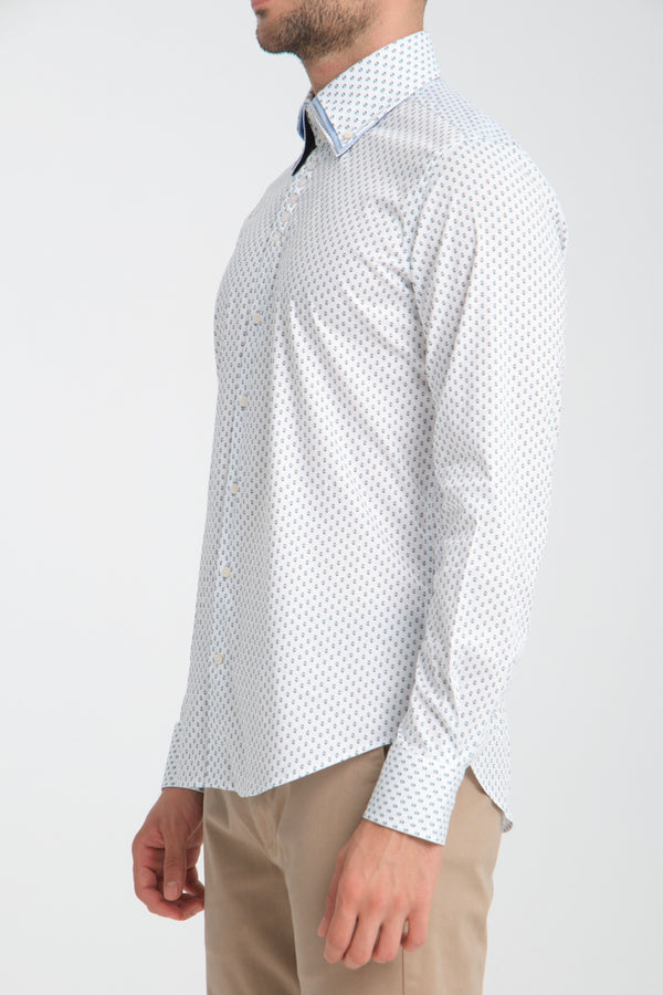 Chemise Homme Vesuvio Iconic Popelin Stretch Blanc Bleu