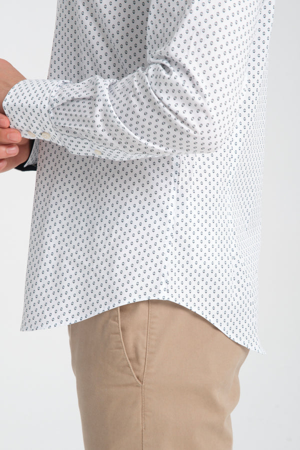 Chemise Homme Vesuvio Iconic Popelin Stretch Blanc Bleu