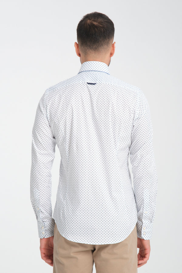 Chemise Homme Vesuvio Iconic Popelin Stretch Blanc Bleu