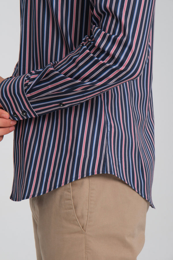 Vesuvio Iconic Poplin Stretch Man Shirt Blue Pink