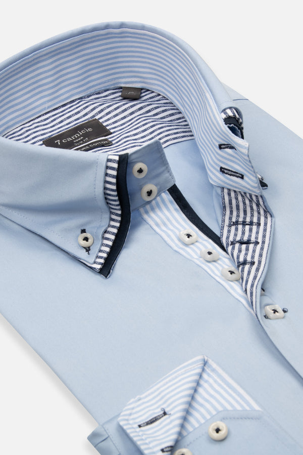 Vesuvio Iconic Herren Hemd Satin Hellblau