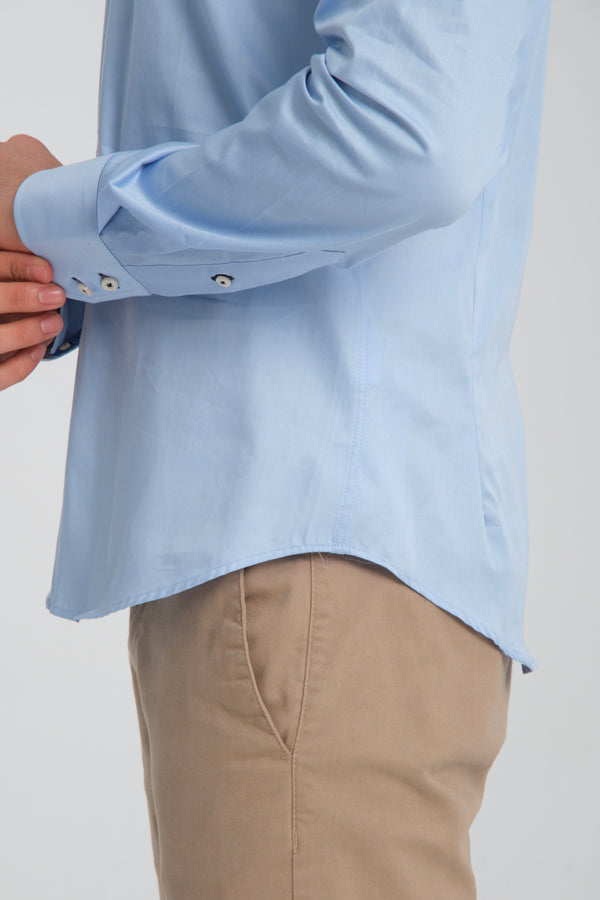 Vesuvio Iconic Herren Hemd Satin Hellblau