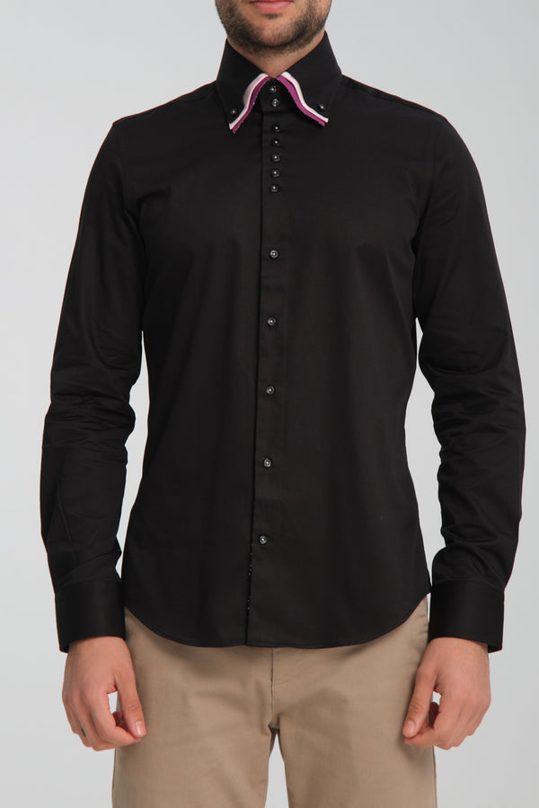 Camicia Uomo Vesuvio Iconic Satin Nero