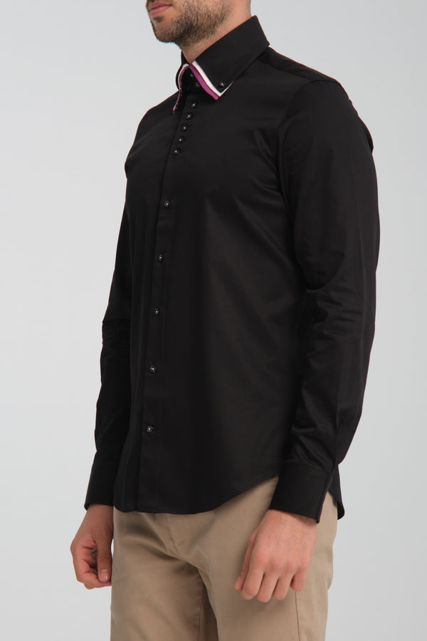 Camicia Uomo Vesuvio Iconic Satin Nero