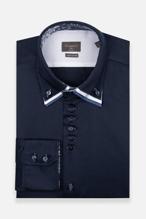 Vesuvio Iconic Satin Man Shirt Blue